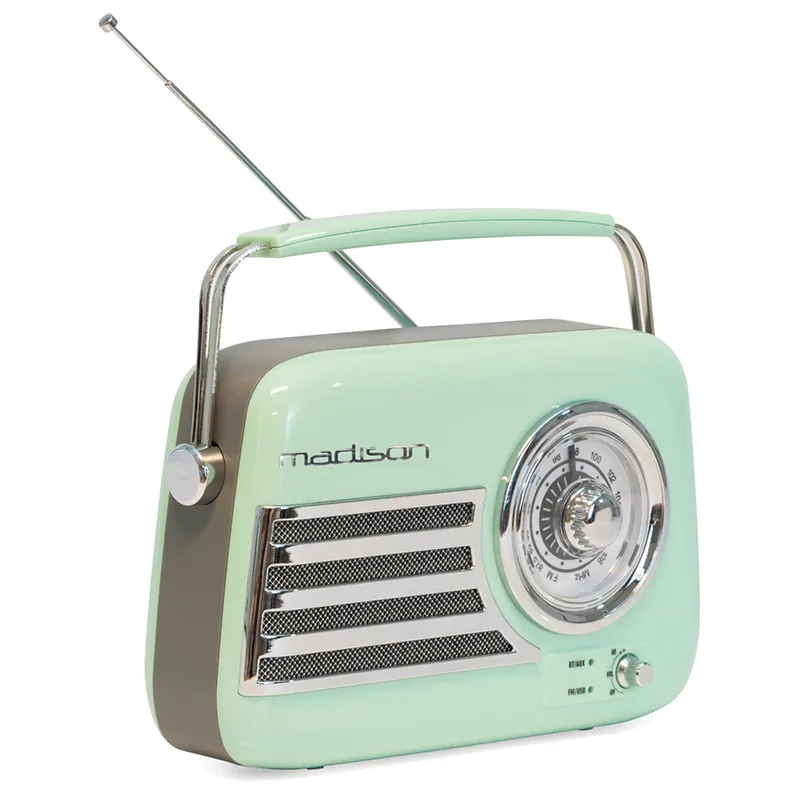Radio FM Portabil Nostalgia 30W cu Functie BT/AUX -Verde Lucios