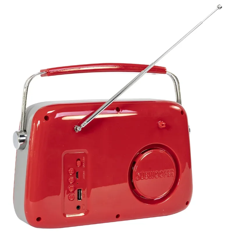 Radio FM Portabil Nostalgia 15W cu Functie Bluetooth/AUX - Rosu