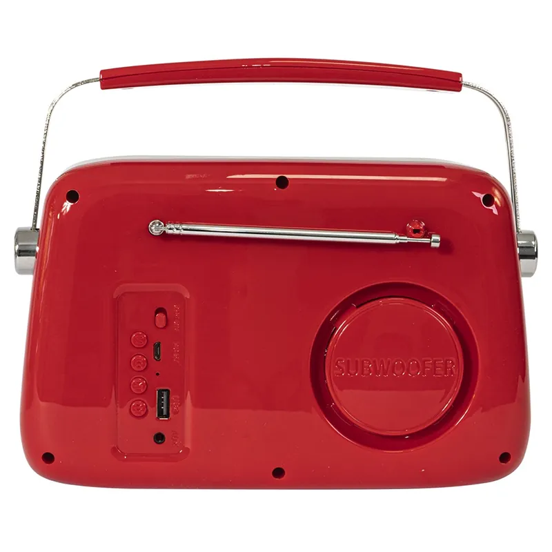 Radio FM Portabil Nostalgia 15W cu Functie Bluetooth/AUX - Rosu