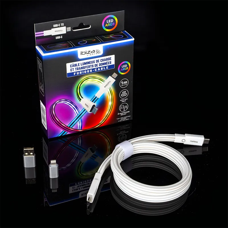 Cablu USB-C - USB-C Fast Charge 1M  Iluminat LED