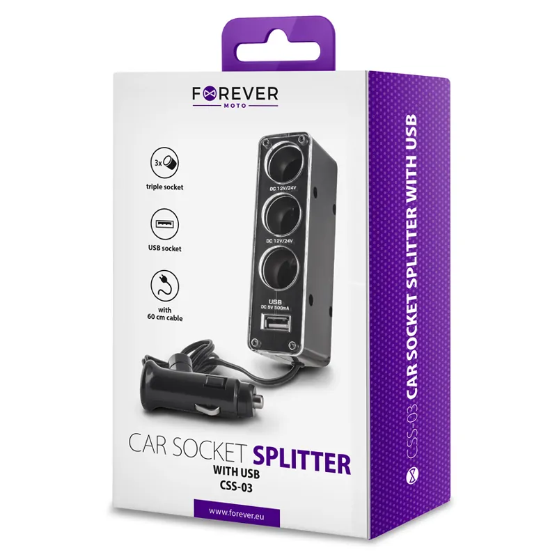 Adaptor Priza Auto 3IN1 + USB