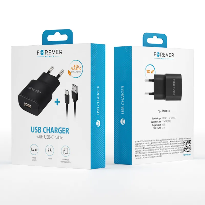 Incarcator Retea 10W 1X USB 2A + Cablu USB-C