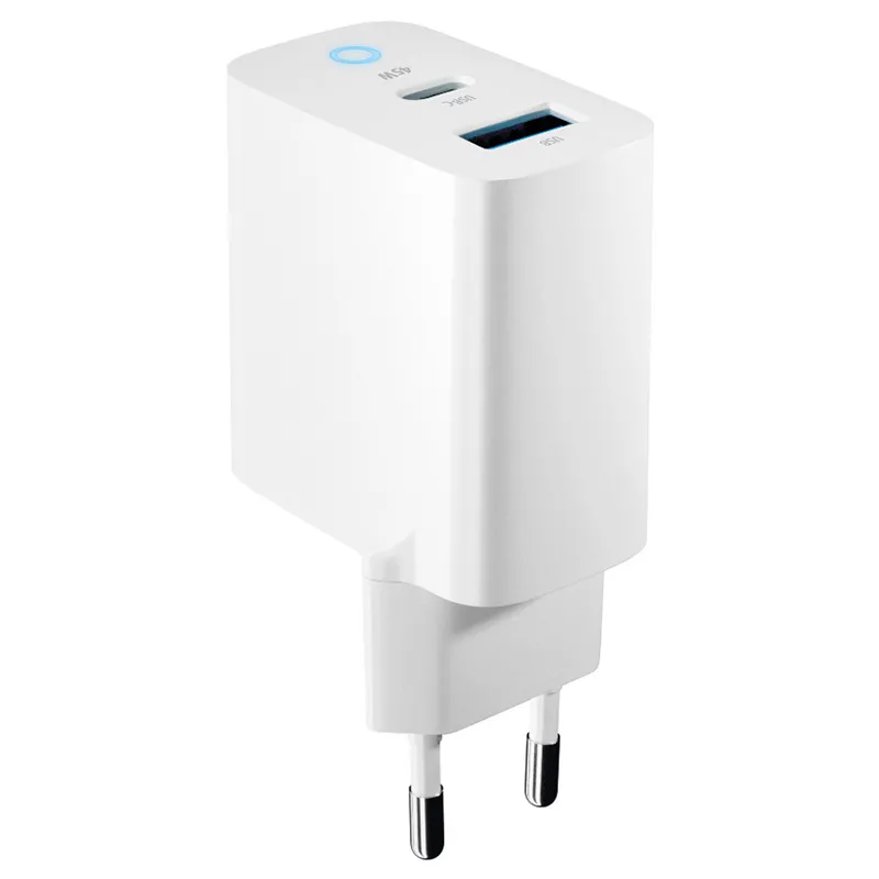 Incarcator Retea USB-C + USB A Fast Charging 45W - Alb