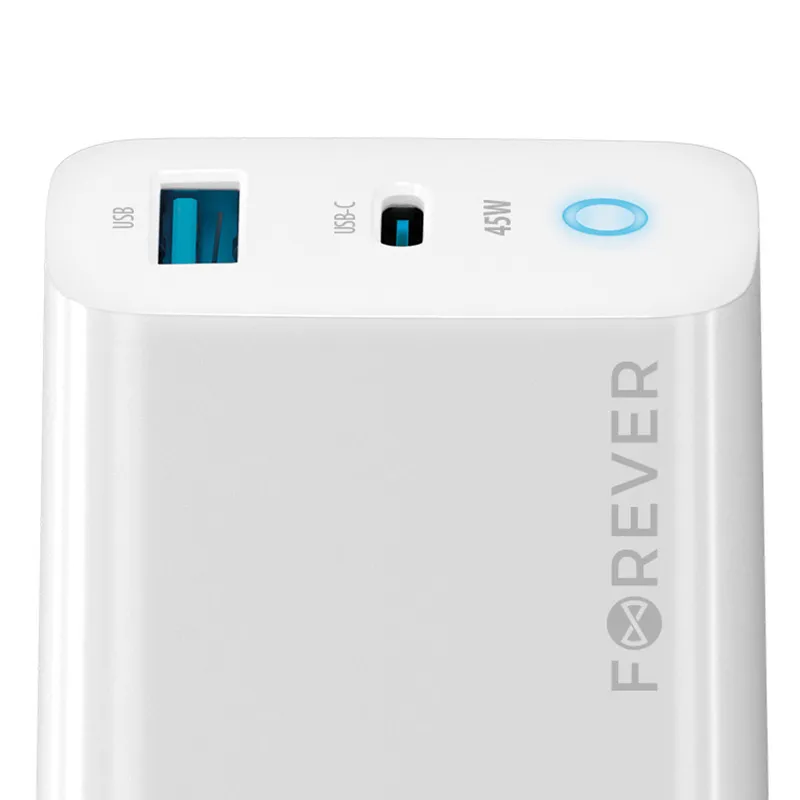 Incarcator Retea USB-C + USB A Fast Charging 45W - Alb