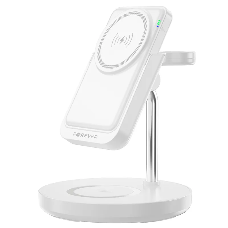 Statie Incarcare 5 in 1 cu Incarcare Wireless Magnetic - Alb