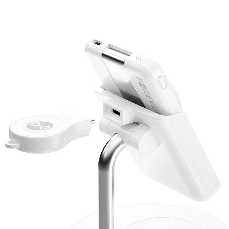 Statie Incarcare 5 in 1 cu Incarcare Wireless Magnetic - Alb