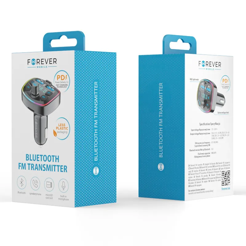 Modulator FM cu Bluetooth cu 2XUSB 1A - 3.1A + USB C 20W