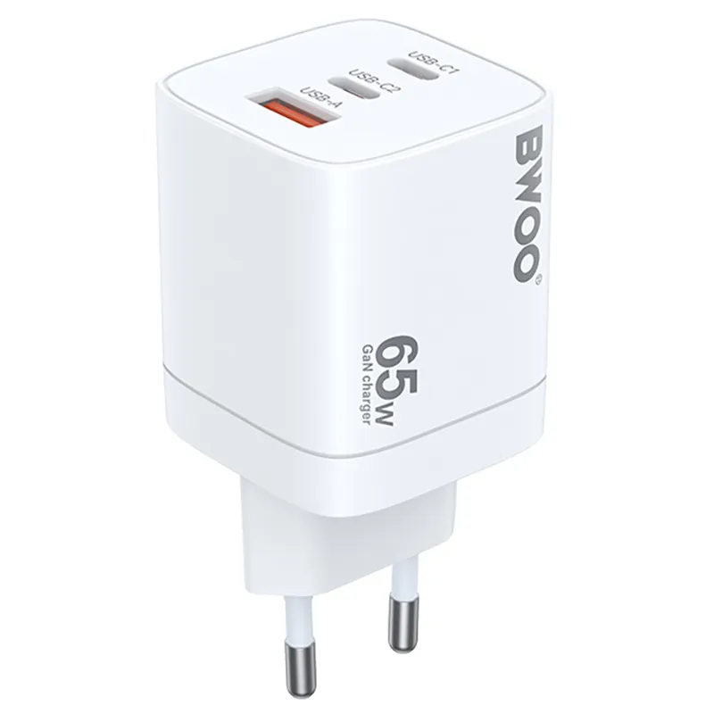 Incarcator Retea PD+QC 2XUSB-C + USB-A 3.0 PD 2.4A 65W - Alb