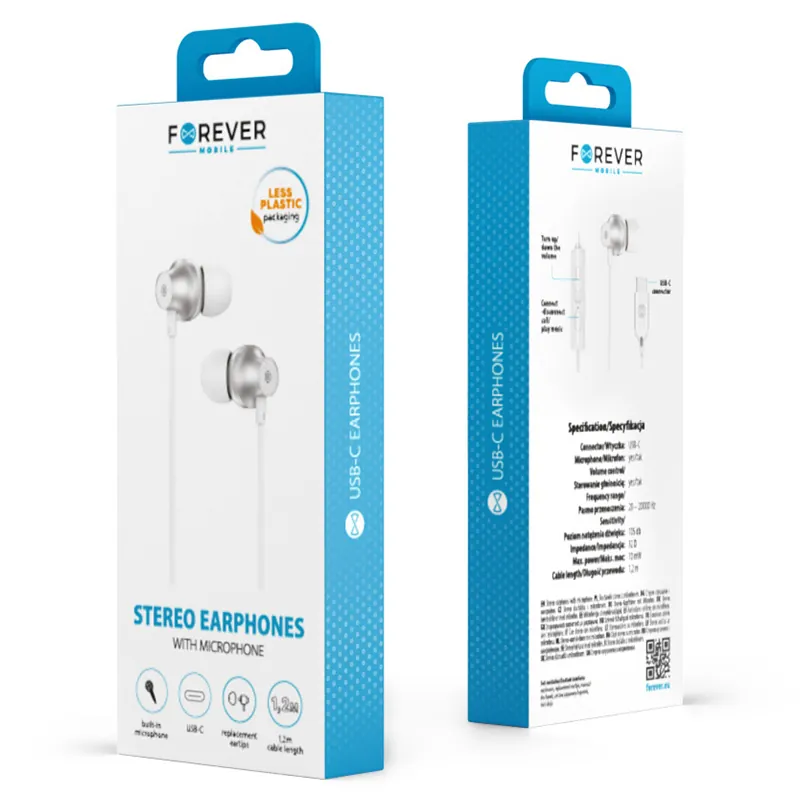 Casca Stereo cu Mufa Tip C - Alb
