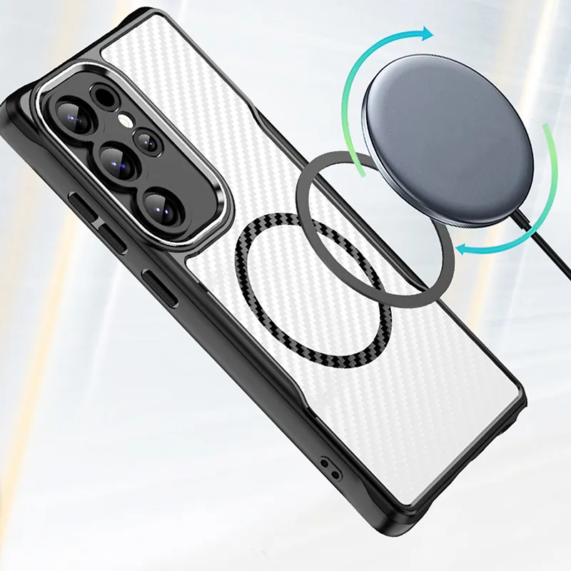 Husa Telefon Carbon MAG Safe pentru Samsung S24 Ultra - Negru