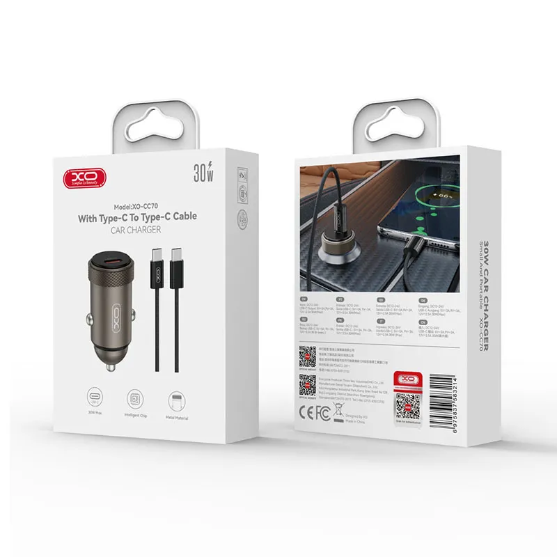 Incarcator Auto PD 30W Ucb-C + Cablu USB-C - USB-C