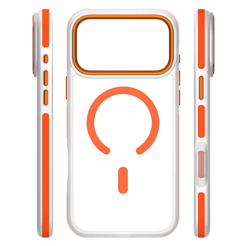 Husa Protectie MAG Case Iphone 17 Pro Max - Transparent/Portocaliu