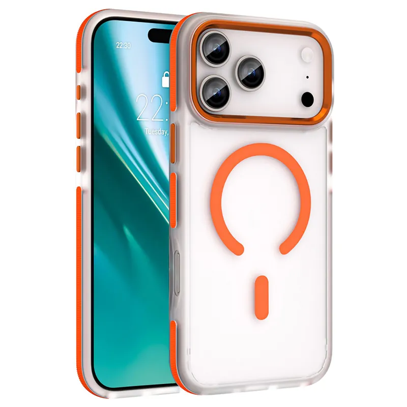 Husa Protectie MAG Case Iphone 17 Pro Max - Transparent/Portocaliu
