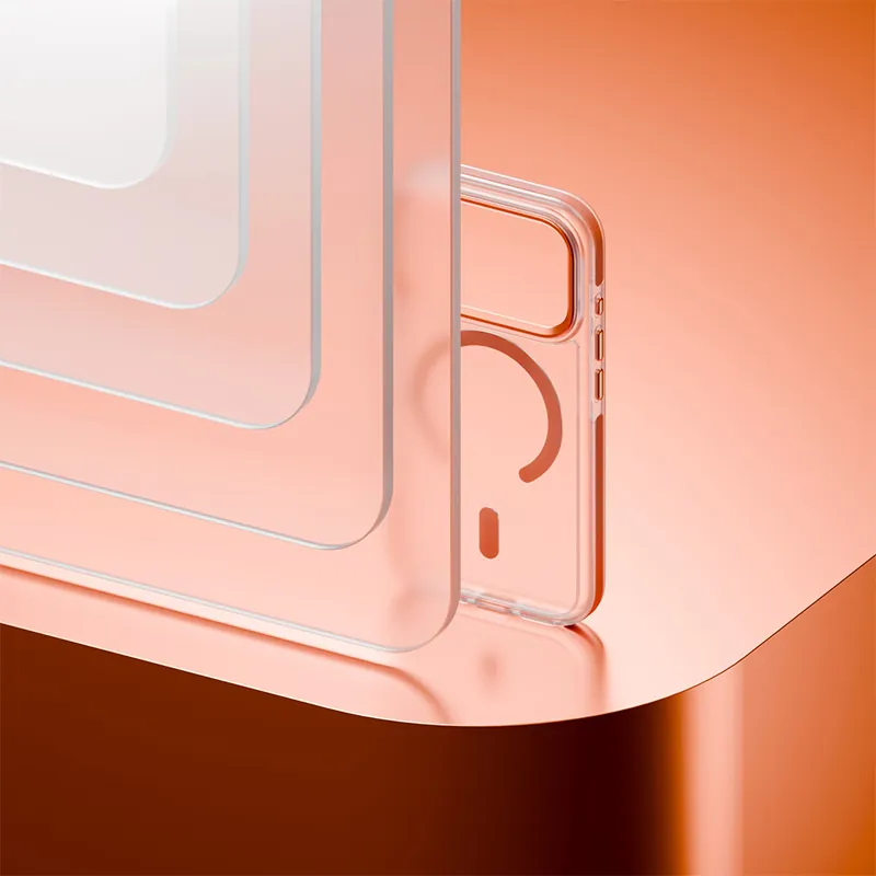 Husa Protectie MAG Case Iphone 17 Pro Max - Transparent/Portocaliu