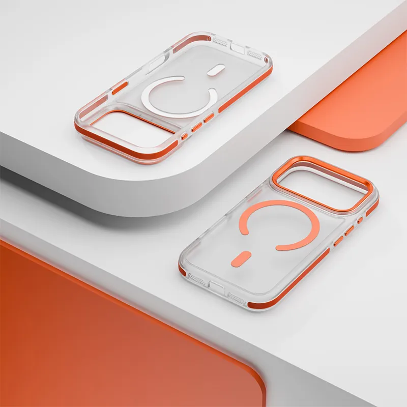 Husa Protectie MAG Case Iphone 17 Pro Max - Transparent/Portocaliu