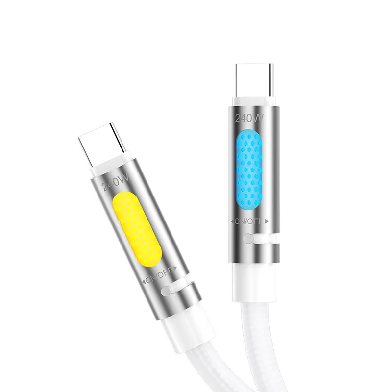 Cablu USB-C - USB - C 1.2M 240W cu RGB si Aromatherapy - Alb