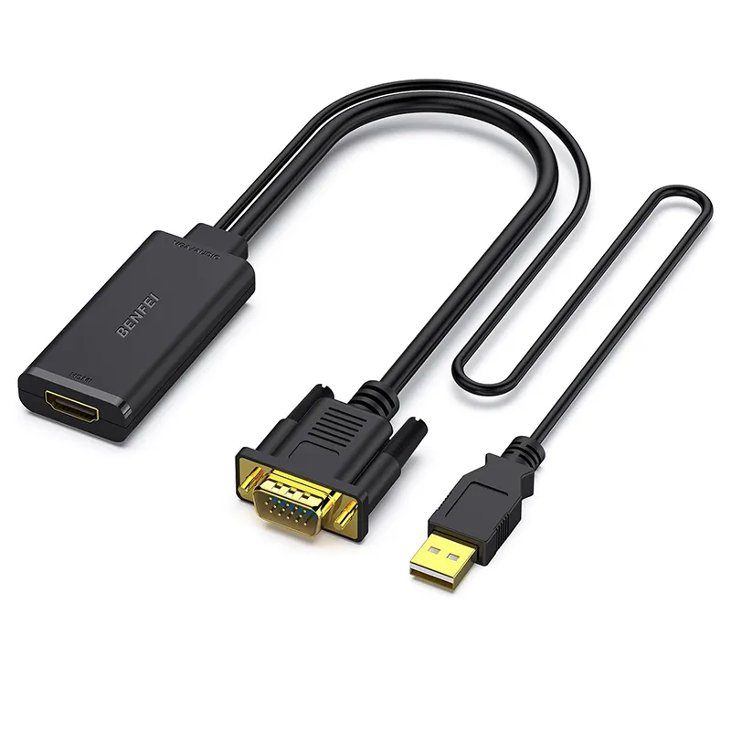 Adaptor HDMI Mama la Vga Tata + USB Alimentare - Negru
