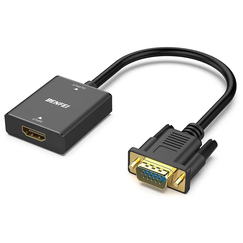 Adaptor HDMI Mama la Vga Tata cu Jack Audio 3.5MM - Negru