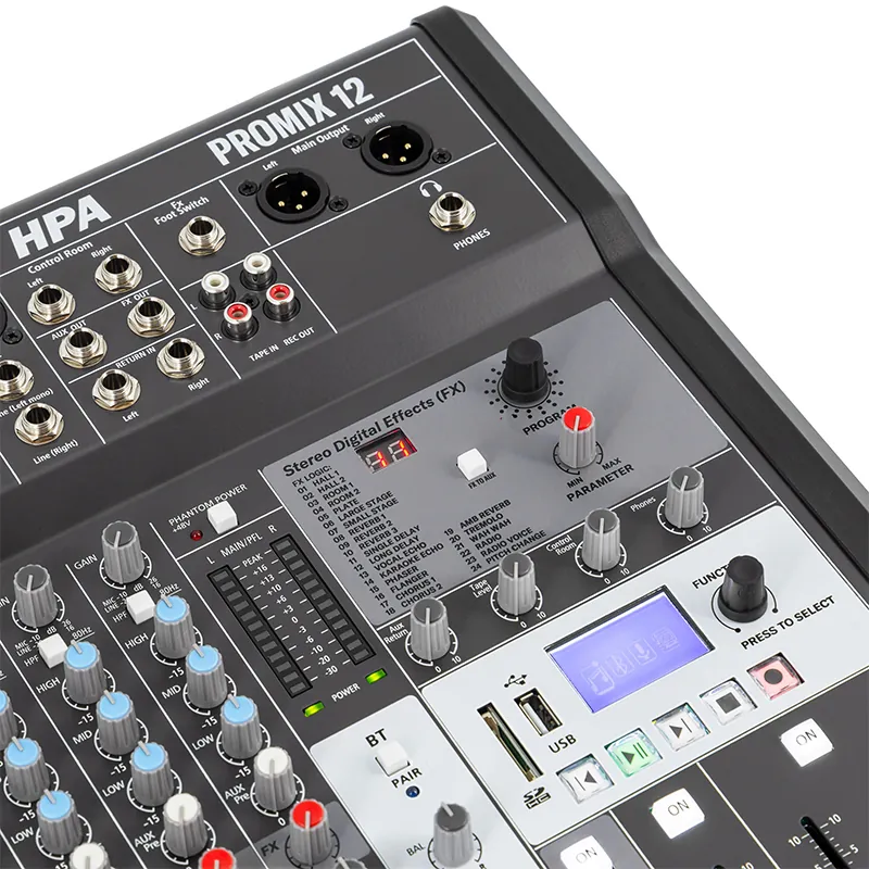 Mixer Digital 12 Canale 48V BT/USB/SD