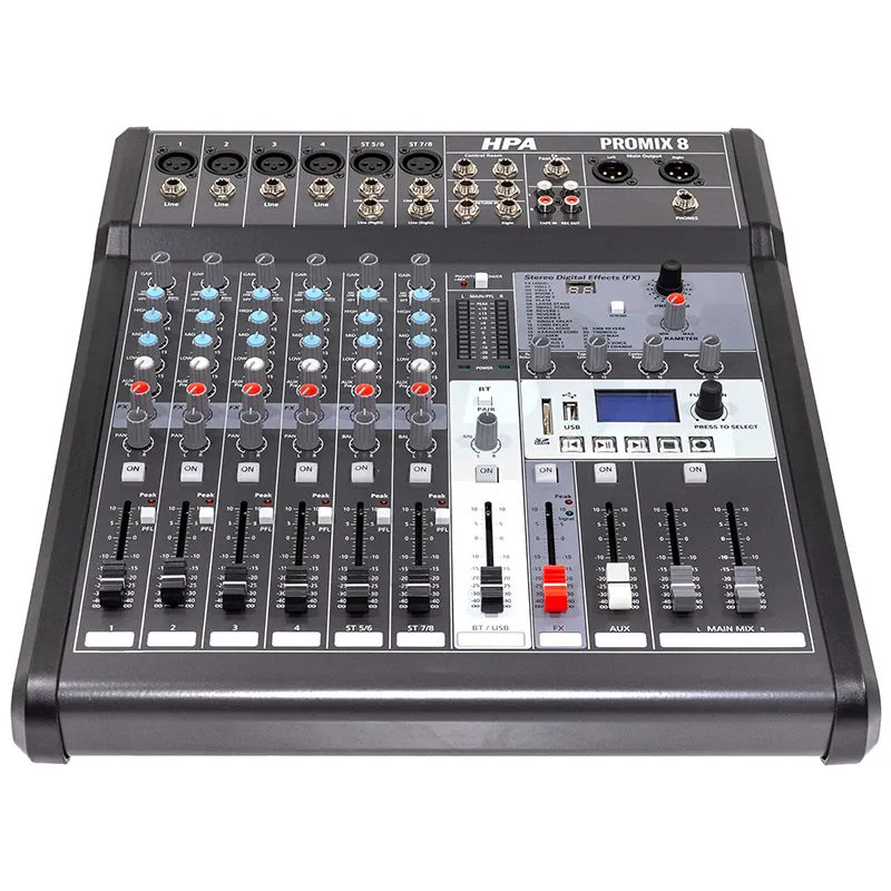 Mixer Digital 8 Canale 48V BT/USB/SD