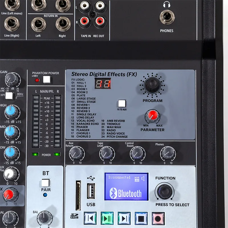 Mixer Digital 8 Canale 48V BT/USB/SD