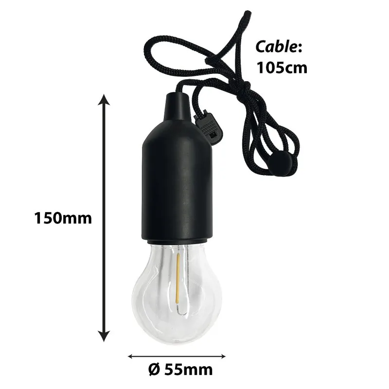 Lampa LED Retro cu Filament cu Baterii - Negru