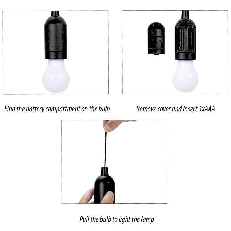 Lampa LED Retro cu Filament cu Baterii - Negru