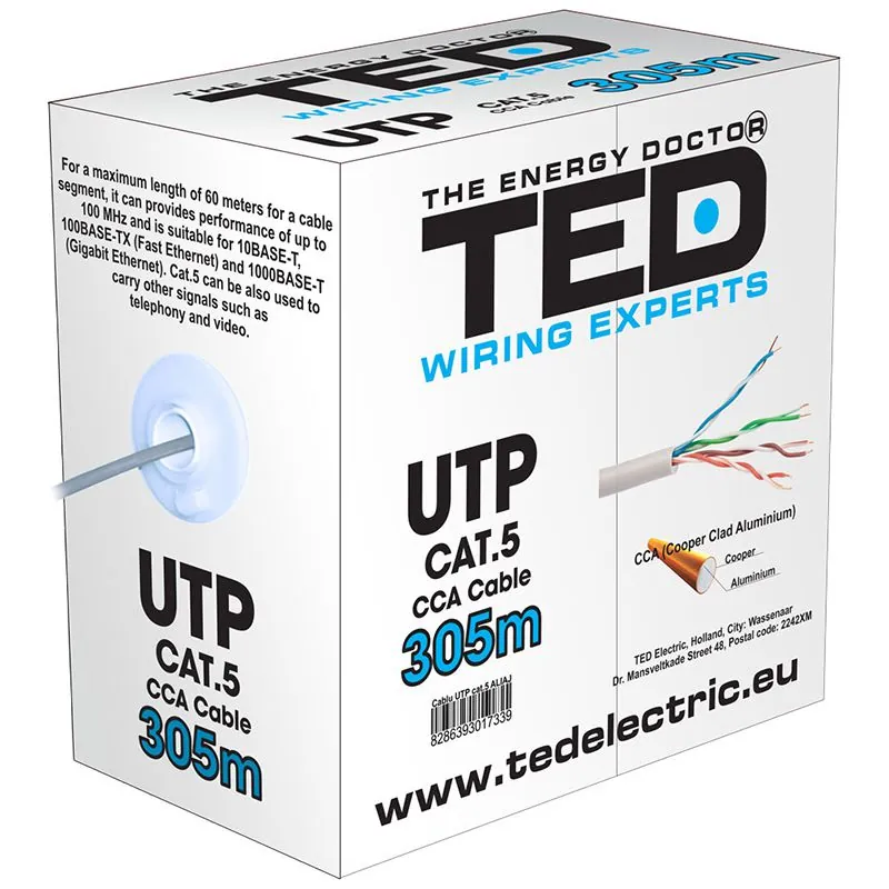 Cablu UTP Cat 5 CCA 0.5MM 305M Ted Electric
