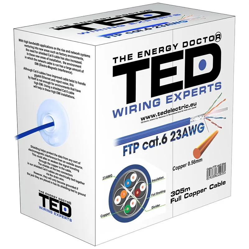 Cablu FTP Cat 6 Cupru 0.52MM 305M Ted Electric