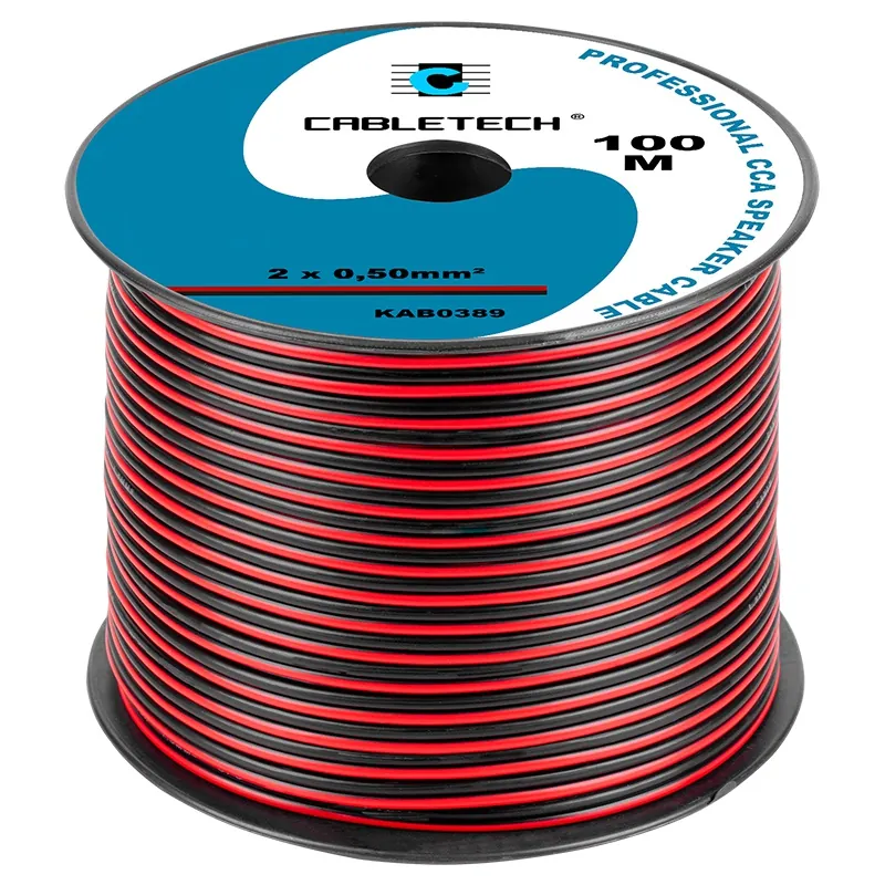 Cablu Difuzor CCA 2X0.50MM Rosu/Negru 100M