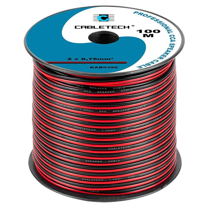 Cablu Difuzor CCA 2X0.75MM Rosu/Negru 100M