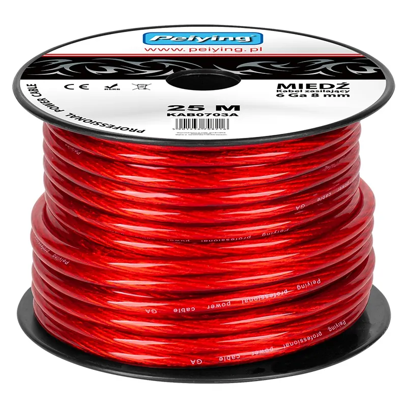 Cablu Putere cu 6GA (7.8MM/13.29MM2) 25M Rosu