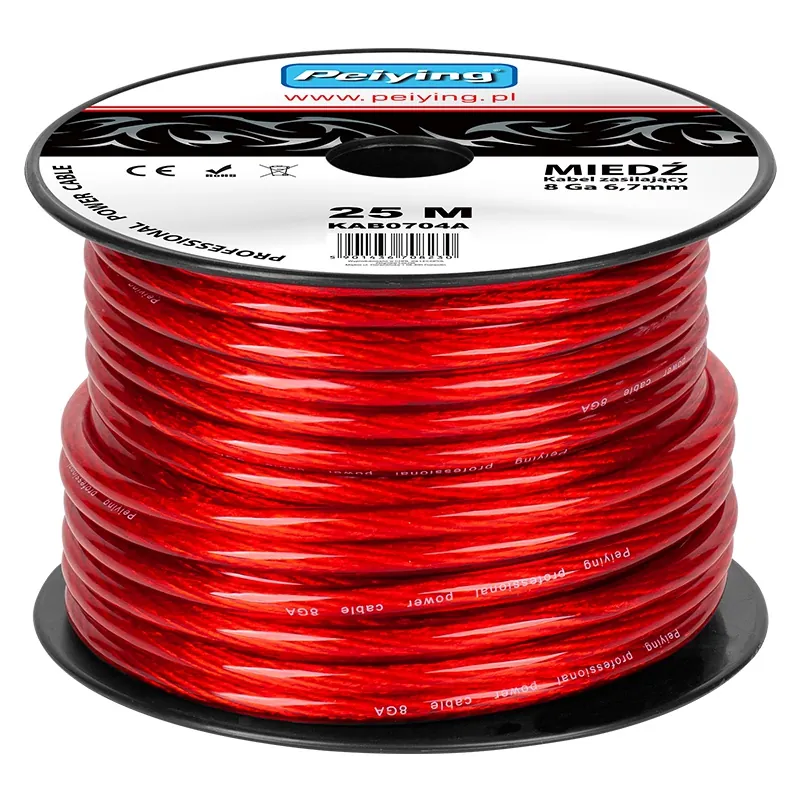 Cablu Putere cu 8GA (6.7MM/8.31MM2) 25M Rosu
