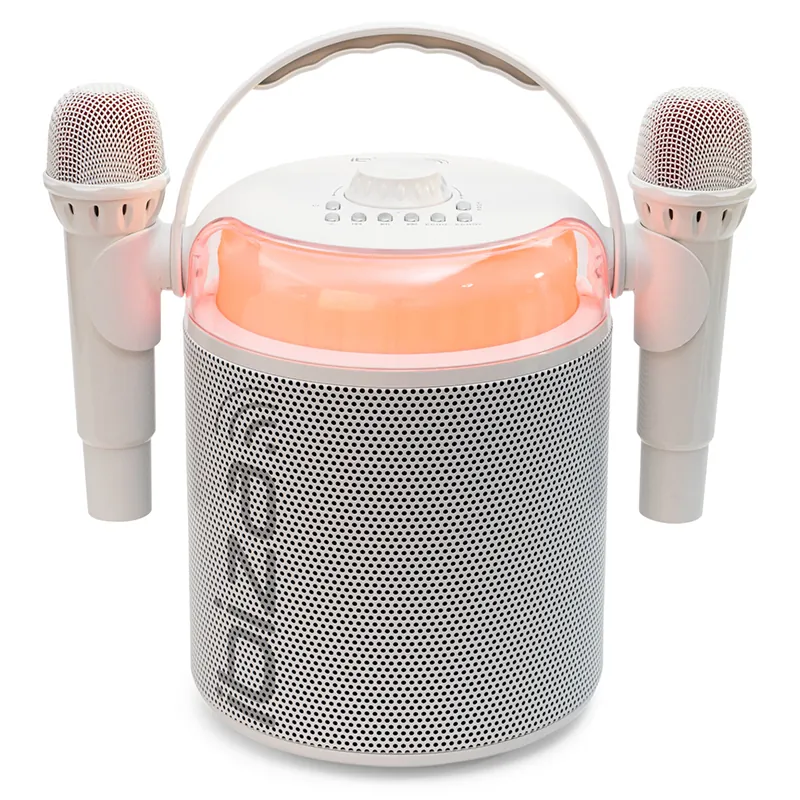 Boxa Karaoke cu 2 Microfoane Wireless BT/USB/Msd/AUX - Alb