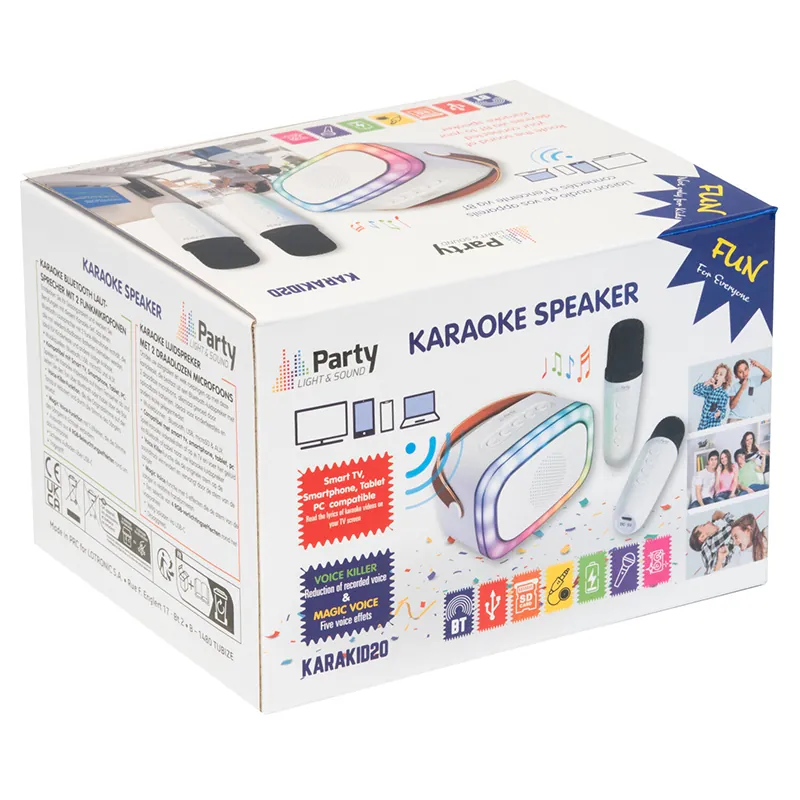 Boxa Portabila Karaoke cu 2 Microfoane Functie BT/USB/TWS