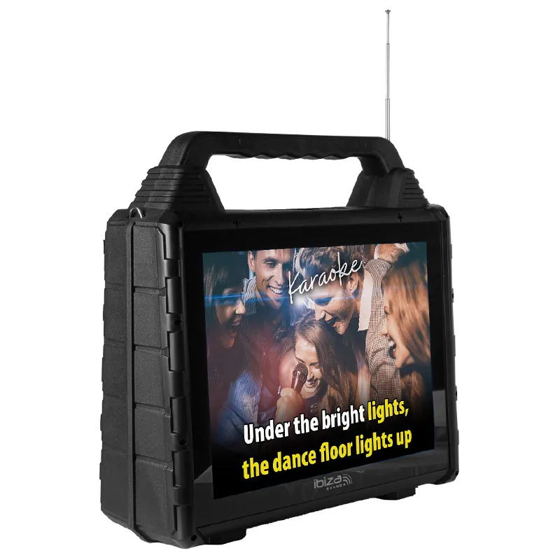 Set Portabil Karaoke cu Ecran Incorporat 14.1" si 2 Mic Wireless