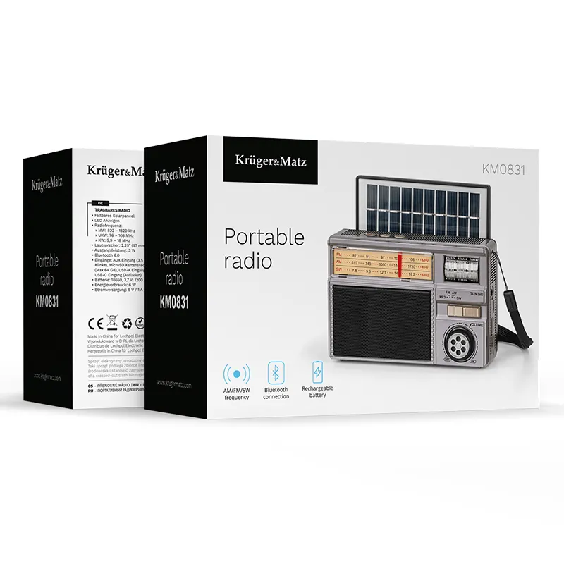 Radio Portabil Analog Incarcare Solara Kruger Matz