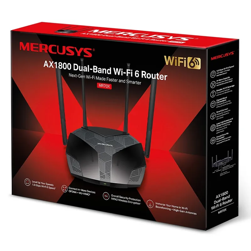 Router 4 Porturi Gigabit Wi-Fi 6 AC1800 Mercusys