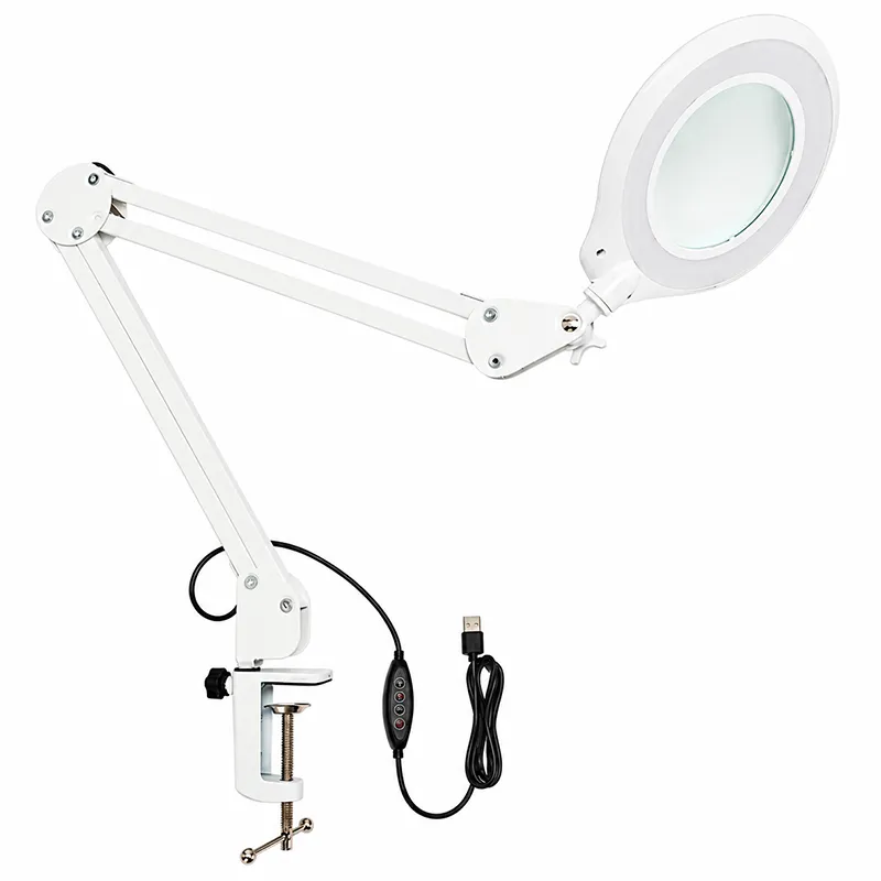 Lampa LED 12W cu Lupa 3X Brat Reglabil - Alb