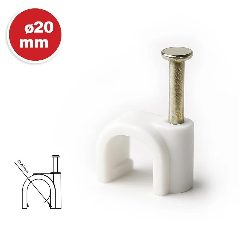 Set 50 Buc Cleme Plastic 20MM - Alb