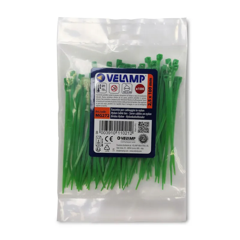 Fasete Prindere 2.5MM/10CM Set 100BUC - Verde