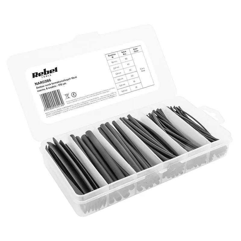 Set Tuburi Termocontractabile 10CM Negre 170 Buc