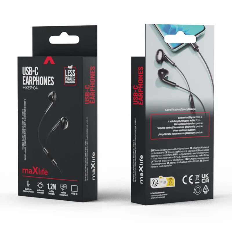 Casca Stereo Mufa USB-C 1.2M - Negru