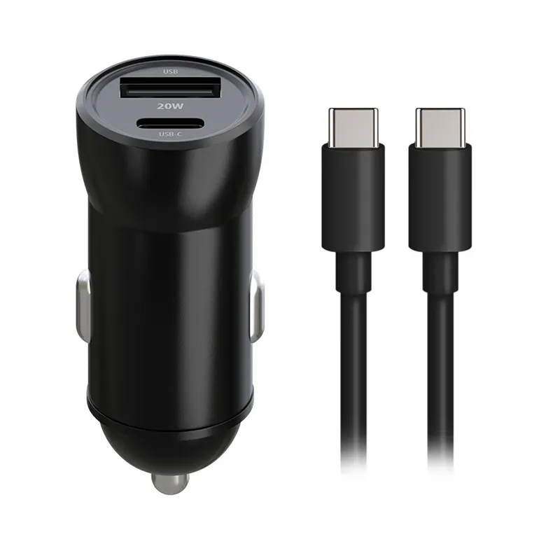 Incarcator Auto 1XUSB 20W + 1X USB-C 60W + Cablu Usbc - USB-C