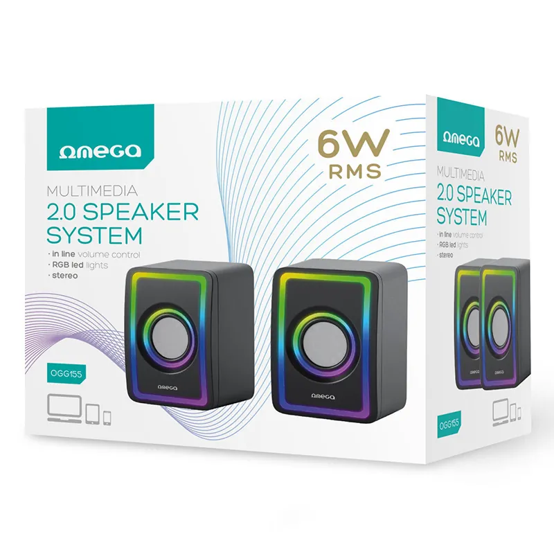 Difuzoare Stereo 2.0 6W RMS RGB USB 3.5MM