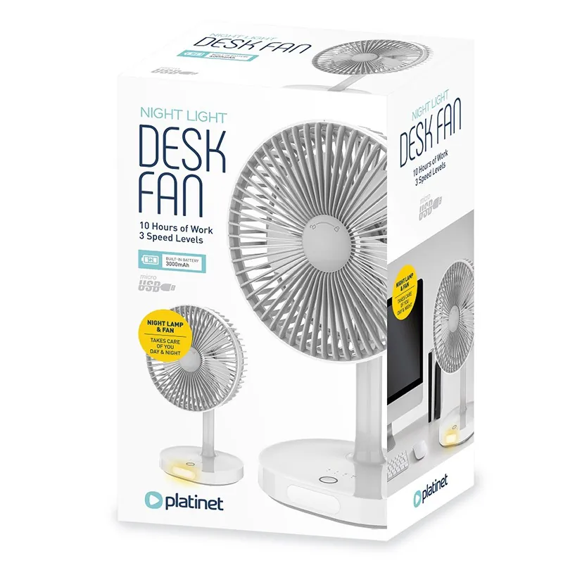 Ventilator Masa Portabil 3000MAH Lampa Veghe Platinet