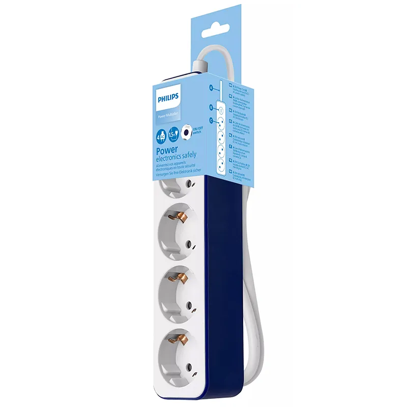 Prelungitor cu Intrerupator 4 Cai 1.5 M Philips