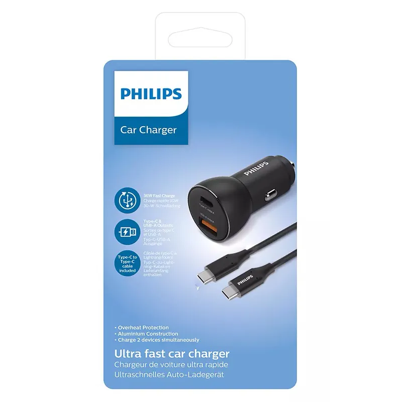 Incarcator Auto USB -A si USB Type C Philips