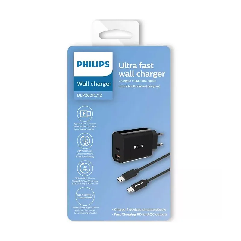 Incarcator Retea USB A si Tip C Rapid Philips