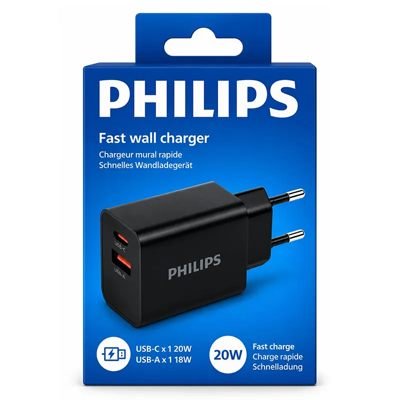 Alimentator Retea USB-A + USB C PD 20W Philips